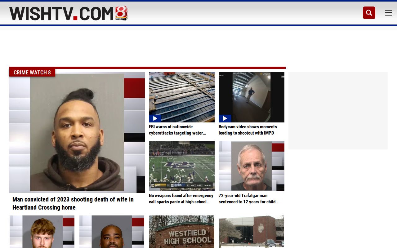 WISH-TV Crime Watch 8 news page